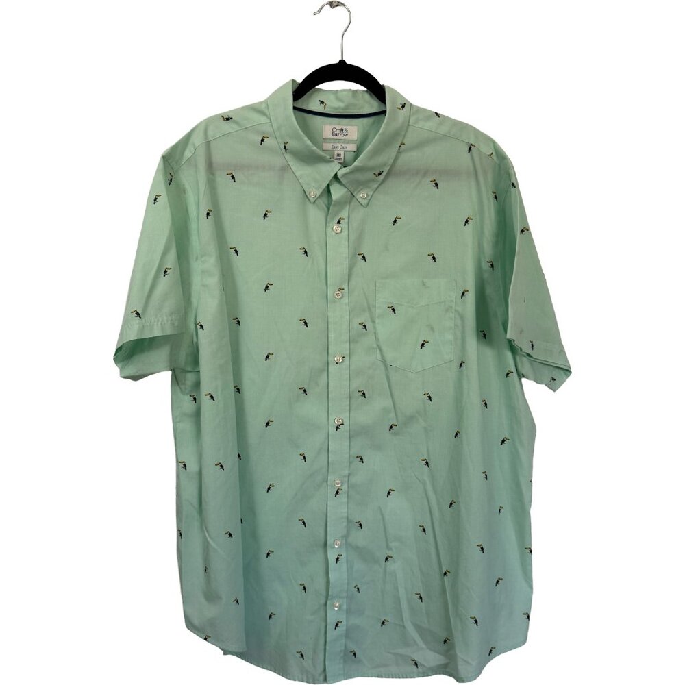 Croft & Barrow Men’s Short Sleeve Button Down Shirt 2XB Toucan Print Easy Care